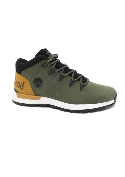 1 - TIMBERLAND 0A24BV SPRINT TREKKER leaf green verde sneaker uomo lacci scarponcino mid pelle nabuk