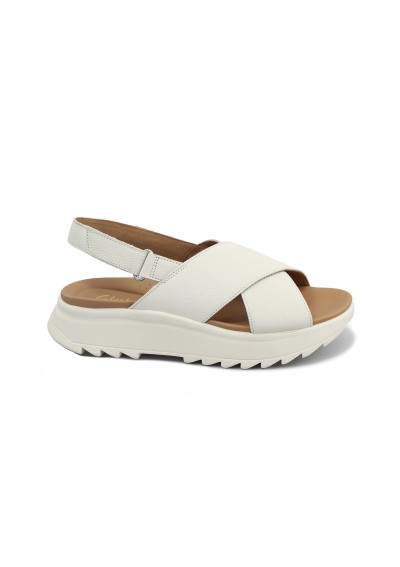 1 - CLARKS DASHLITE WISH off white bianco sandali donna pelle incrocio strappo