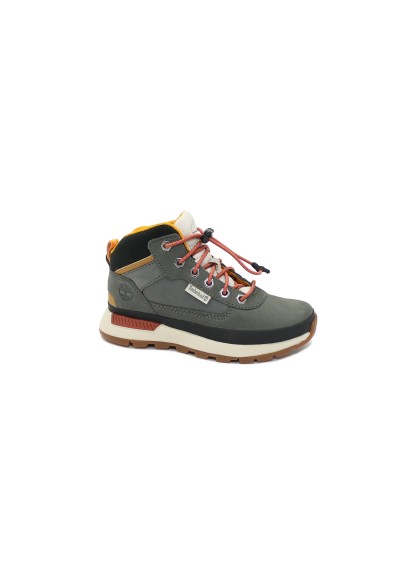 1 - TIMBERLAND A65R8 FIELD TREKKER castlerock grigio bambino sneaker mid scarponcino laccio elastico pelle nabuk