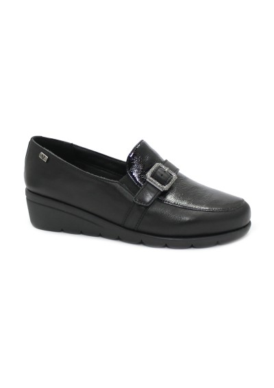 1 - VALLEVERDE VS10308A black nero scarpe donna elastici zeppetta fibbia