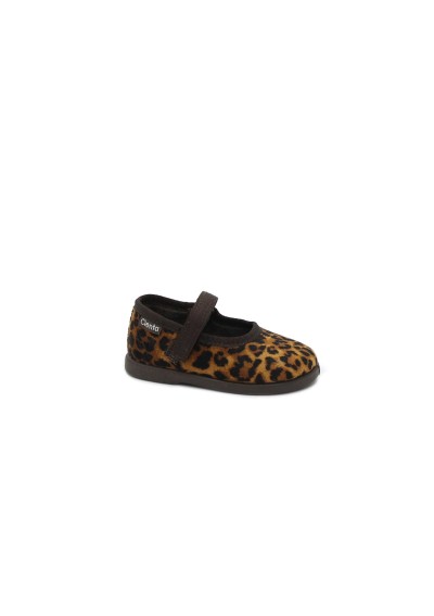 1 - CIENTA 400050 21/27 marrone strappo leopardato scarpe bambina ballerina velluto