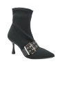 1 - DIVINE FOLLIE 8044 nero tronchetto donna elasticizzato tacco punta fibbia