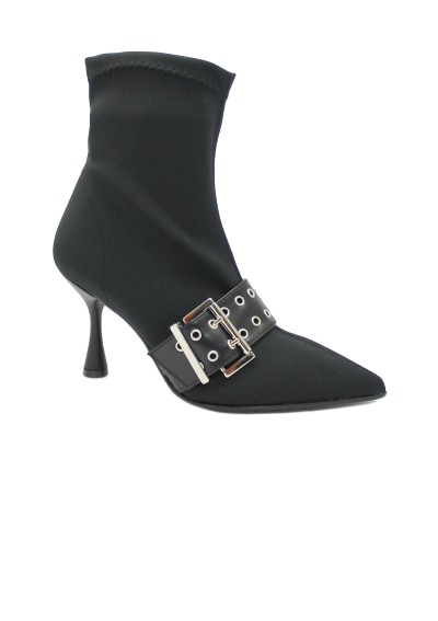 1 - DIVINE FOLLIE 8044 nero tronchetto donna elasticizzato tacco punta fibbia