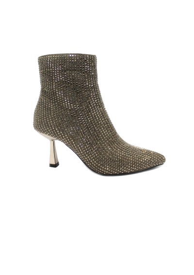 1 - KEYS 8770 taupe tessuto strass scarpe donna stivaletto mid tacco 6,5