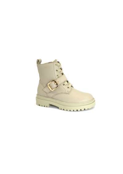 1 - GRUNLAND COPP PO2104 28/32 beige scarpe stivaletto bambina anfibio lacci fibbia zip pelle