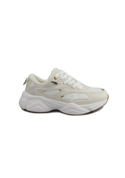 1 - FERRE F130 latte bianco beige scarpe sneakers donna lacci