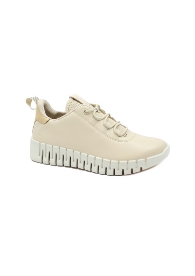 1 - ECCO 218203 GRUUV limestone panna sneakers scarpe donna lacci pelle