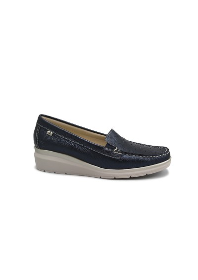 1 - VALLEVERDE 11052 navy blu scarpe donna mocassino slip on forata elastico zeppetta