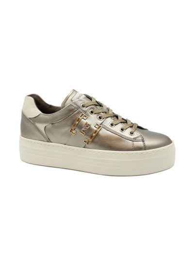 1 - NERO GIARDINI 11613 bronzo scarpe donna sneakers pelle lacci platform