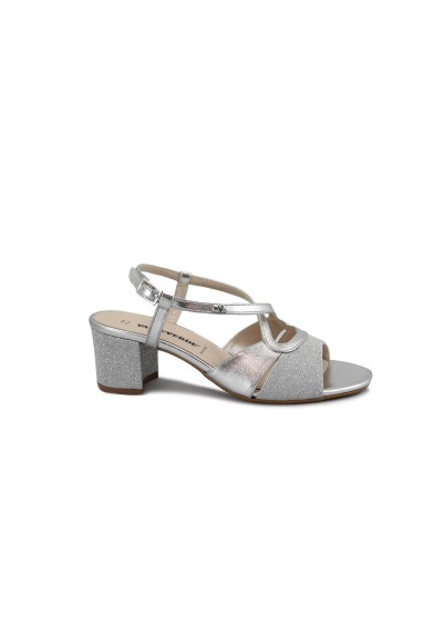 1 - VALLEVERDE 28216 argento sandali donna tacco cinturino glitter