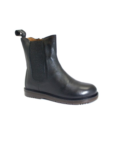 1 - GRUNLAND TABA PO2309 nero stivaletti beatles bambina pelle elastico e zip