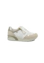 1 - VALLEVERDE 49406 gold bianco oro beige scarpe donna sneakers lacci forata zip pelle