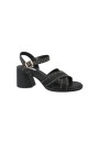 1 - FERRE F221 black nero scarpe sandali donna tacco cinturino pelle borchie