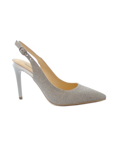 1 - NERO GIARDINI E307050DE ghiaccio scarpe donna decolletè tacco sling back cinturino punta glitter