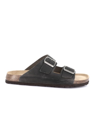 1 - GRUNLAND BOBO CB1631 antracite  grigio ciabatte uomo fasce pelle birk