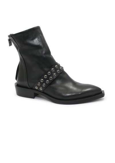 1 - DIVINE FOLLIE KMCD nero stivaletto donna pelle cerniera borchie
