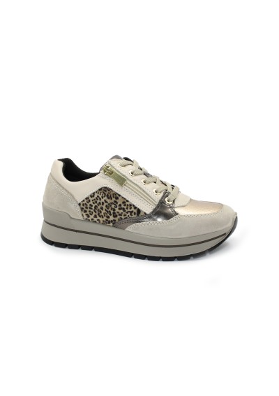1 - IGI&CO 6673866 viso beige scarpe donna sneakers  lacci pelle camoscio maculato