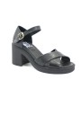 1 - BUENO SHOES WY12501 nero scarpe donna sandalo punta aperta pelle tacco cinturino