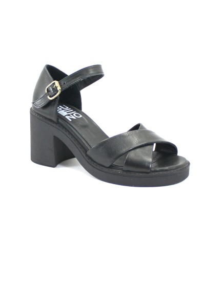 1 - BUENO SHOES WY12501 nero scarpe donna sandalo punta aperta pelle tacco cinturino