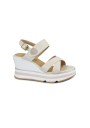 1 - KEYS 11021  beige scarpe donna sandalo zeppa  incrocio cinturino e strappo
