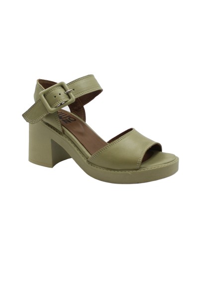 1 - BUENO SHOES WA1704 verde scarpe donna sandalo punta aperta pelle tacco fibbia