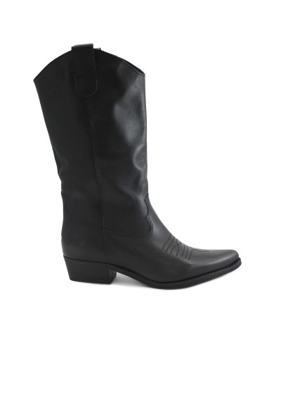 2 - FELMINI 7962 black nero stivale donna punta pelle texano