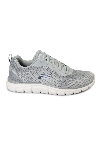 1 - SKECHERS 232699 TRACK gray grigio scarpe uomo sneakers lacci tessuto memory