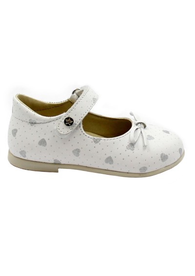 1 - NATURINO BALLET 12962 white silver bianco scarpe ballerina bambina strappo pelle