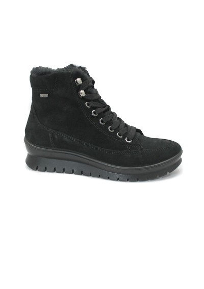 1 - IGI&CO 6659011 nero donna scarpe scarponcino lacci gore-tex pelo