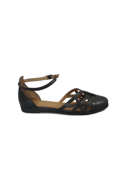 1 - FRAU 03P5 nero scarpe sandali donna ballerina punta chiusa cinturino