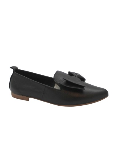 1 - BUENO SHOES WR3117 nero ballerine donna in pelle fiocco