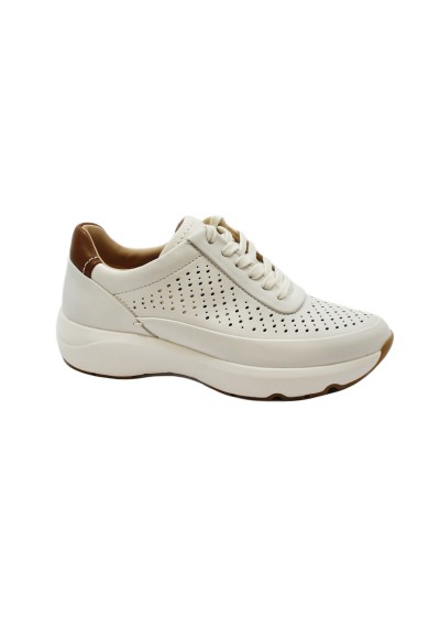 1 - CLARKS TIVOLI GRACE white bianco scarpe donna sneakers pelle lacci forata