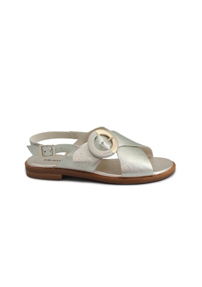 1 - FRAU 85X6 platino oro scarpe sandali donna pelle fibbia incrocio elastico