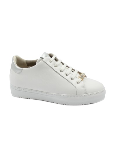 1 - GRUNLAND HOAN SC4191 bianco scarpe sneaker donna lacci light strass