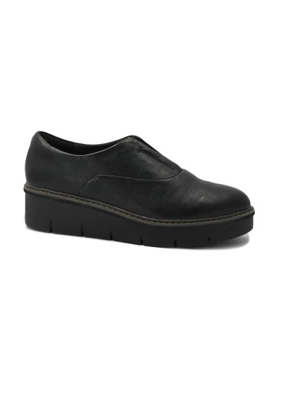1 - CLARKS AIRABELL black nero scarpe donna Slip-On pelle zeppa