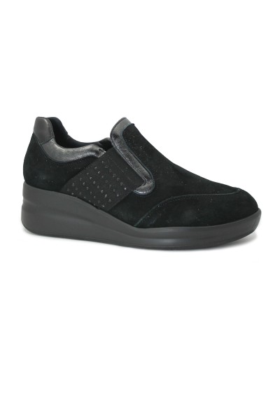 1 - MELLUSO WALK R25653W nero scarpe sneaker donna mid zeppa elastico comfort