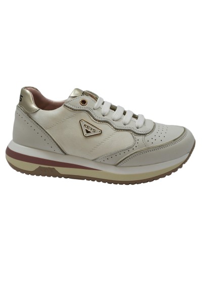 1 - KEYS 9232 white bianco scarpe sneakers donna lacci zeppa