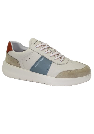 1 - AMBITIOUS 12863 6923 beige blue scarpe uomo sneakers lacci pelle light