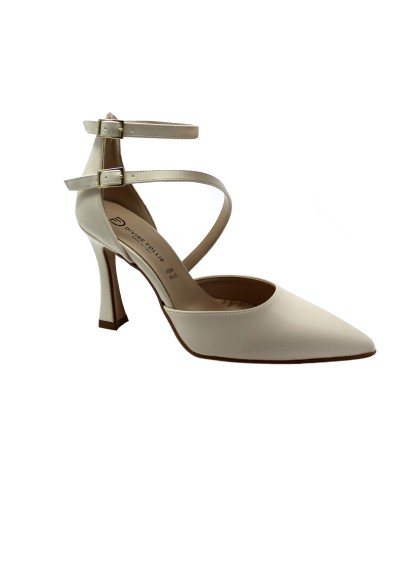 1 - DIVINE FOLLIE 52-194 burro bianco decolletè donna punta chiusa cinturini tacco tallone chiuso