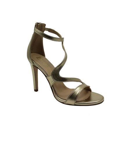 1 - DIVINE FOLLIE 6000 platino oro scarpe sandali donna tacco zip tallone chiuso