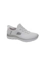 2 - SKECHERS 150123 SKECHERS SLIP-INS white silver bianco scarpe donna lacci memory foam VEGAN