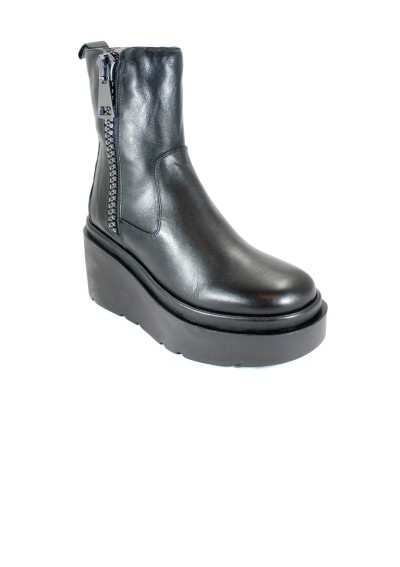 1 - CAFè NOIR HA1011 nero scarpe donna stivaletto zeppa pelle zip