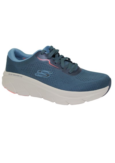 1 - SKECHERS 232714 D'LUX WALKER blu navy scarpe uomo sneakers lacci tessuto vegan