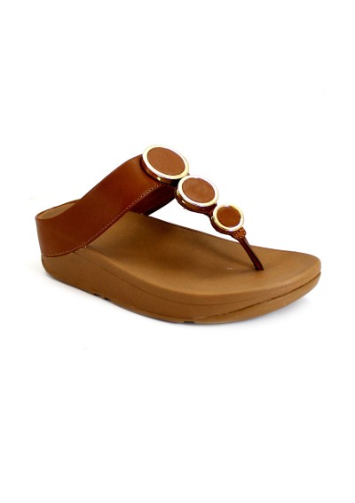 1 - FITFLOP EP3-592 F-MODE FLATFORM light tan ciabatta infradito donna pelle