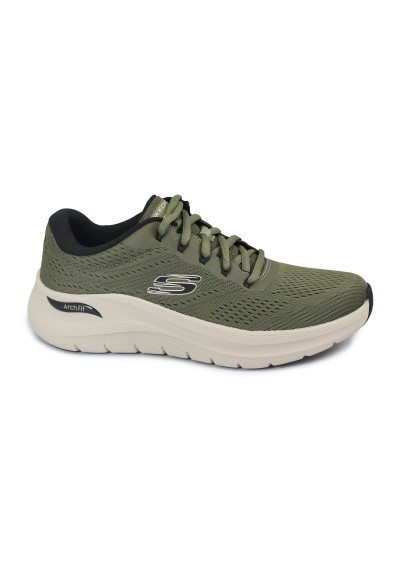 1 - SKECHERS 232700 ARCH FIT olive black verdi scarpe uomo sneakers lacci tessuto