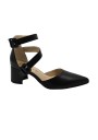 1 - DIVINE FOLLIE 8012 nero decolletè scarpa donna punta tacco fibbie pelle