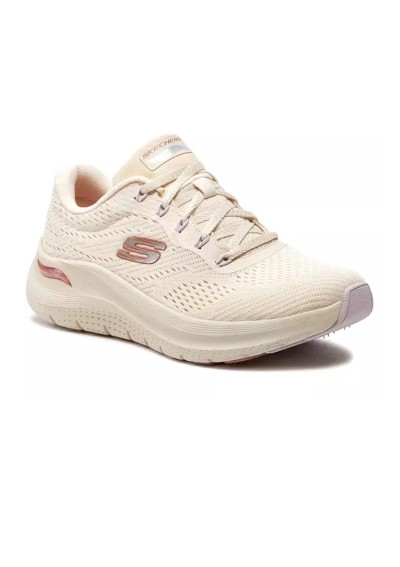 1 - SKECHERS 150051 ARCH FIT natural multi bianco scarpe sneakers donna lacci vegan