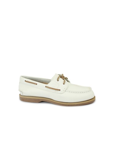 1 - TIMBERLAND A2Q9X classic boat natural full grain bianco scarpe donna mocassini lacci