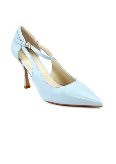 1 - CAFè NOIR NA4030 azzurro cielo scarpe donna decolletè punta tacco laccio alla caviglia pelle