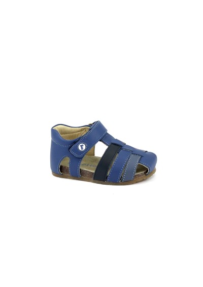 1 - FALCOTTO ALBY 0736 azure navy celeste blu scarpe sandalo bambino tallone punta chiusa pelle strappo